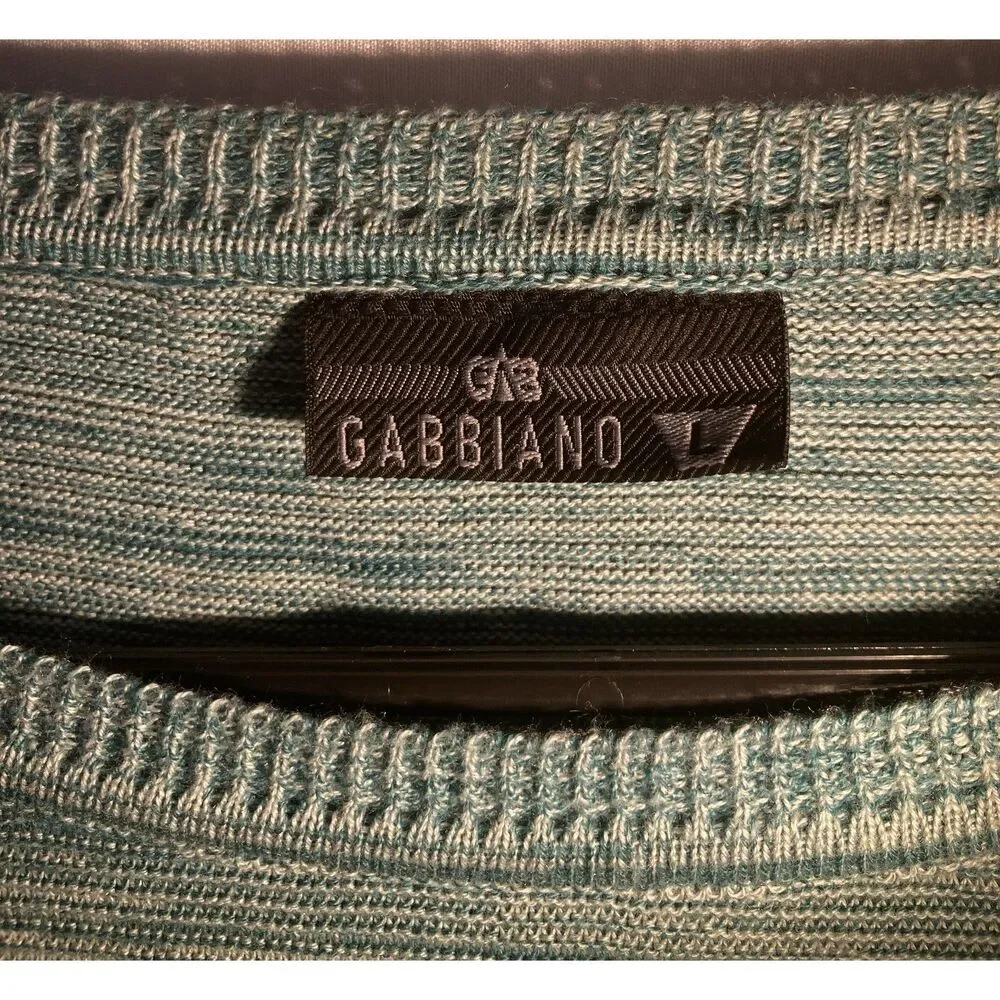 Gabbiano Mens Crewneck Knit Sweater L Green Blue Melange Space Dye Pullover